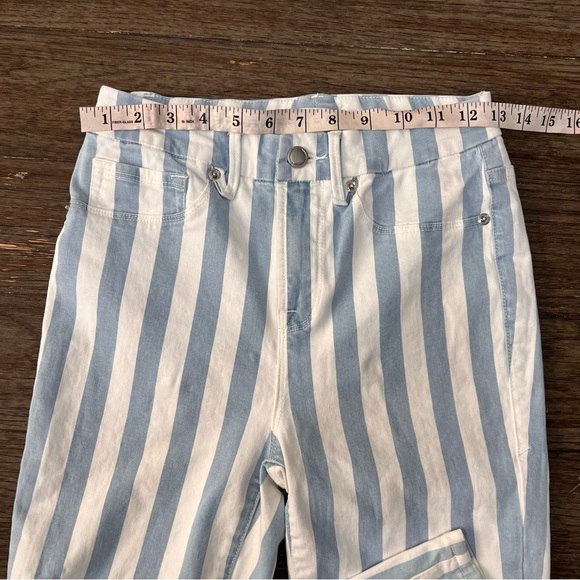 Good American Good Legs Baby Blue and White Stripped Cropped Denim - Picture 8 of 9